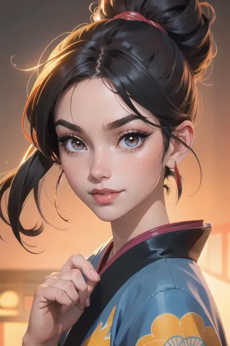 ((masterpiece)),(illustration),best quality,delicate details,refined rendering,Anime style,((Guido Daniele)),comic,((Japan Anime style)),((Menga style)),(((Toon style))),close-up view,1girl,kimono,((solo)),beautiful face,real skin texture,well-proportioned...