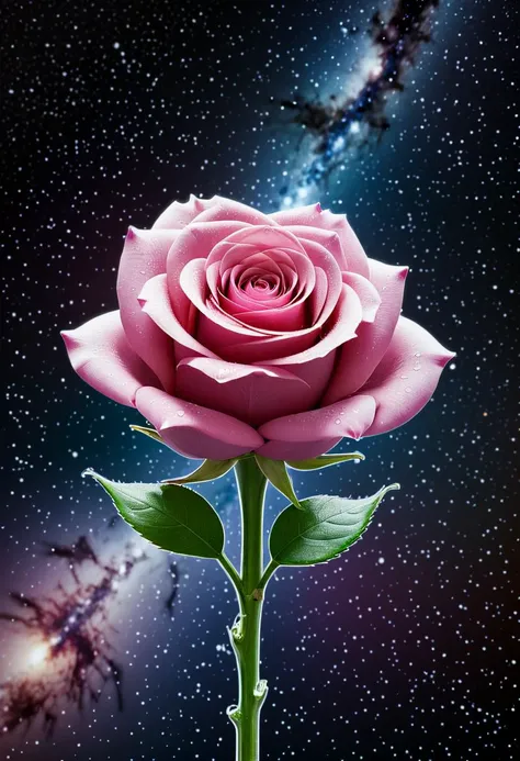 Masterpiece art of A crystal rose in space