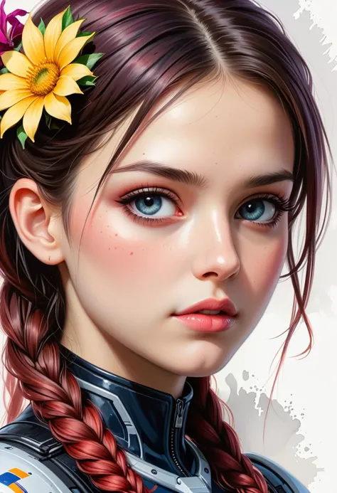 a girl with a flower in her hair