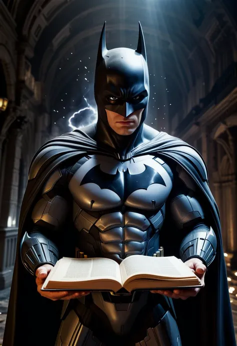 score_8_up,score_7_up,score_6_up,realistic,lifelike,raw photo,(batman:1.3),batman holding a spellbook,(helmet:1.2),Angry,dc universe,detailed eyes,powerful electric thunder ball spells,spellbook,magic,sparkly,cinematic,atmospheric,amazing spaceship fantasy...