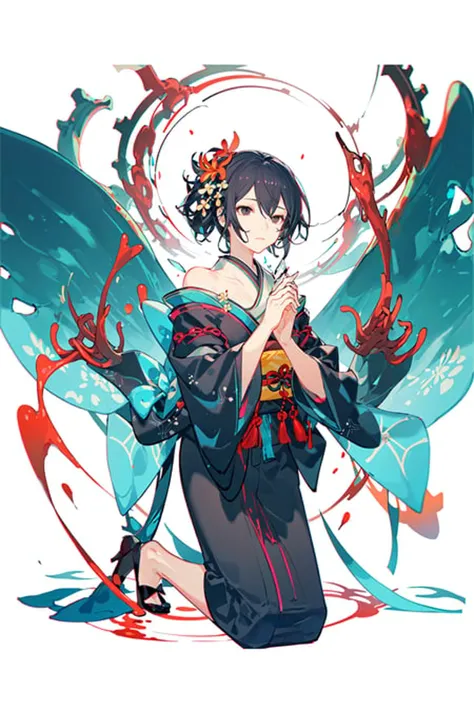 [(white background:1.4)::5], (imid shot:0.95), (full body:1.25), Dynamic angle, [Bottle bottom], (official art), extremely delicate and beautiful, 2d, (fantasy), depth of field, solo, a beautiful detailed girl, solo, (1girl:1.3),solo,//( long black hair),s...