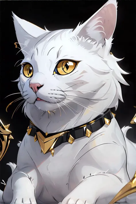 <lora:blackgold:0.5>, white cat, black and gold collar || <lora:blackgold:0.2>, cat, black and gold, masterpiece, 8k, high resolution, shallow depth of field, sharp focus