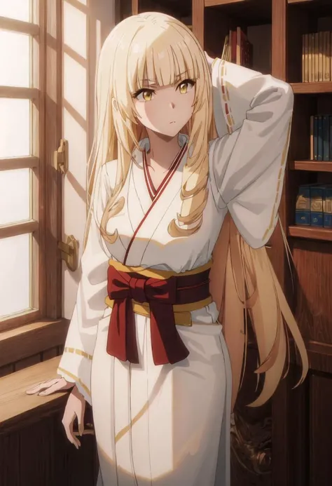 best quality, masterpiece, highres, solo, {rose_oriana_kagenojitsuryokushaninaritakute:0.90}, {white kimono:1.35}, {red hakama:1.35}, {wide sleeves:1.20}