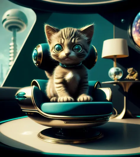 <lora:1970retrofuturism:0.4> 1970retrofuturism, robotic kitten, on a futuristic living room, 4k high resolution, ultra realistic...