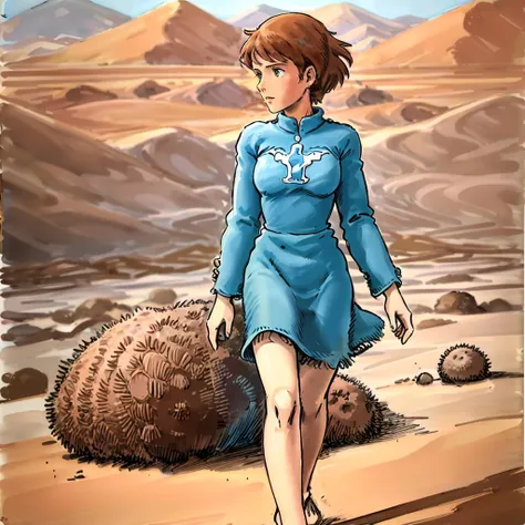 <lora:NausicaaC002:0.7>,
NausicaaC,1girl,
blue dress,
desert,