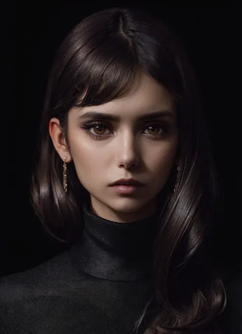 A stunning intricate full color portrait of (sks woman:1), wearing a black turtleneck, epic character composition, by ilya kuvshinov, alessio albi, nina masic, sharp focus, natural lighting, subsurface scattering, f2, 35mm, film grain, <lora:locon_nina_v1_...