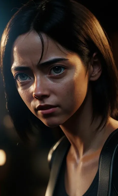 . alita <lora:alita-test-3:0.4>, full body, brow eyes ,perfect composition trending on artstation photorealistic, cinematic lighting, dark atmosphere, volumetric lighting, action pose, epic scene, lots of fine detail, movie style, photography, natural text...