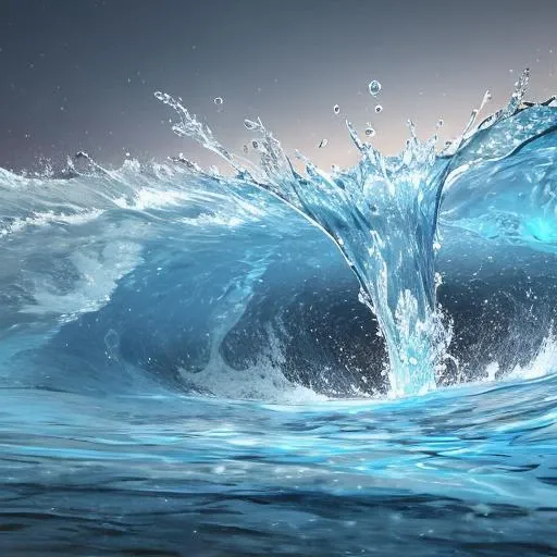 a close up of a wave breaking on the ocean with a sky background