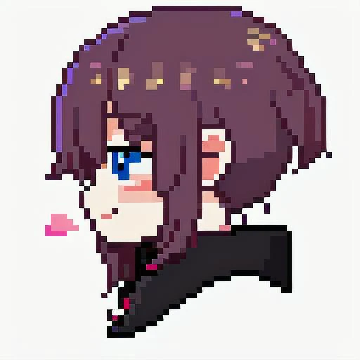 pixel art, 1girl, cute, transparent background, chibi, upper body, portrait, happy, profile picture,