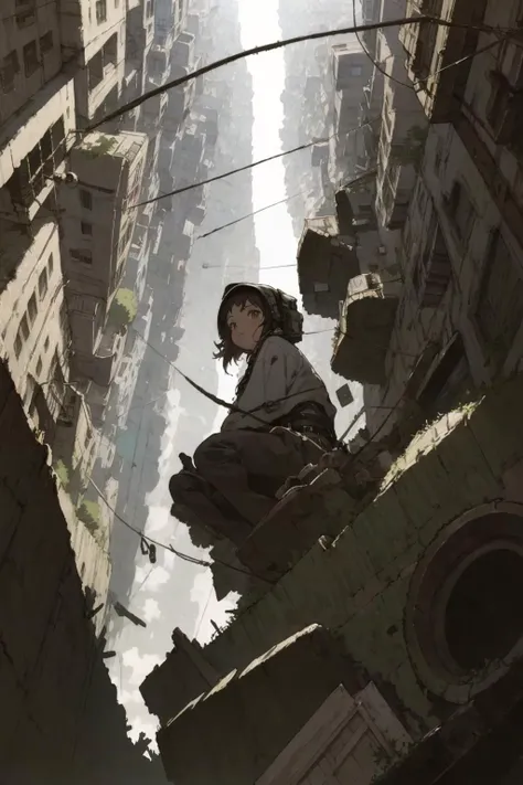 masterpiece, best quality, ultra-detailed, illustration, cinematic composition, 
abyss style, 
1girl, solo, 
city,