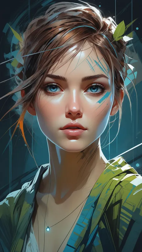 abstract beauty, centered, looking at the camera, approaching perfection, dynamic, moonlight, highly detailed, digital painting, artstation, concept art, smooth, sharp focus, illustration, art by Carne Griffiths and Wadim Kashin