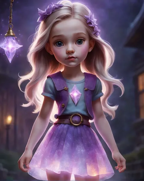 [(ulzzang1.1:0.1), (pure eros:0.1):-0.05], 1girl, (semi realistic:1.3), (hyper realistic texture skin:1.3), witchcore, little girl, purple skirt, glowing aura, (13-year-old girl:1.4)