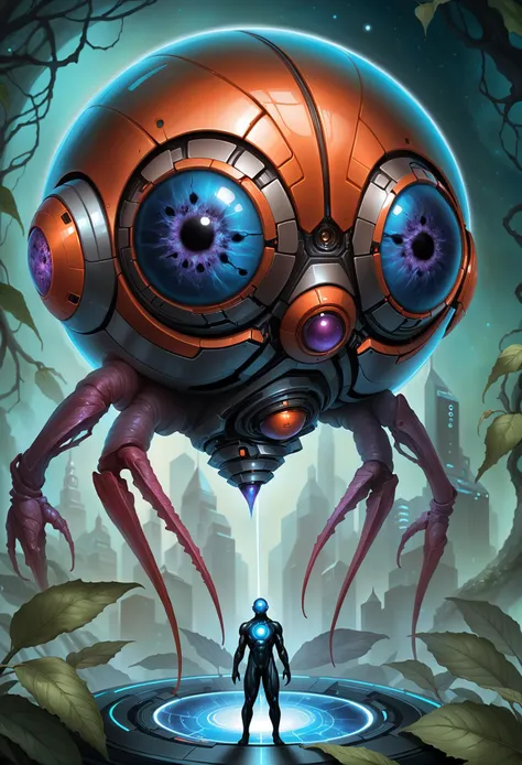 scifi, psychological horror, <lora:add-detail-xl:2.0>, mark zug, detailed expressive eyes, fantasy style, depicted is the shadowy globhopper, a curious being with psychic powers emenating from its gnampfuddering scrufflepuff, it likes to lay in ambush with...