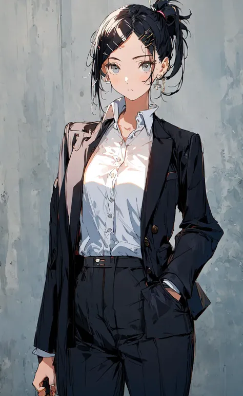 anime - style image of a woman in a suit and tie