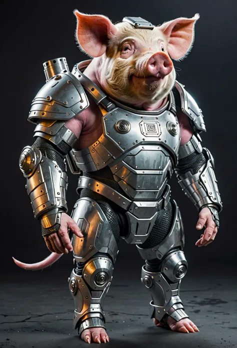 a pig in a futuristic armor