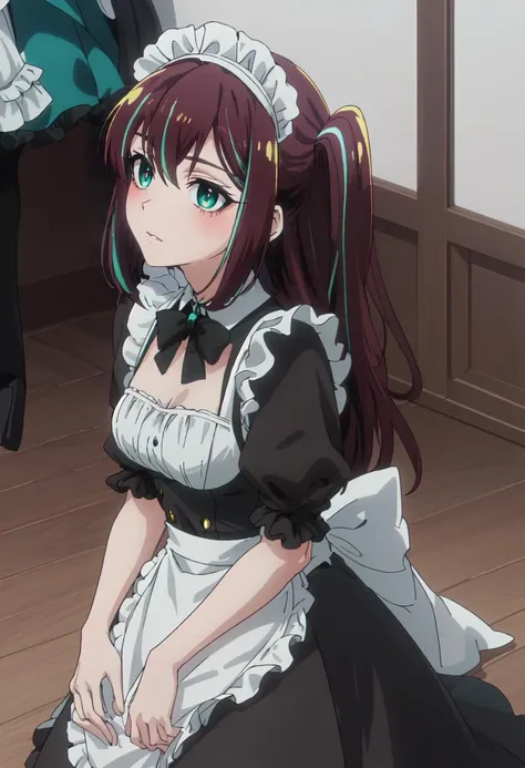 best quality, masterpiece, highres, solo, (matama_akoya_mahoushoujoniakogarete:1.10), (maid:1.40), (long maid dress:1.15), anime_style, 30 <lora:matama_akoya_mahoushoujoniakogarete:0.80>