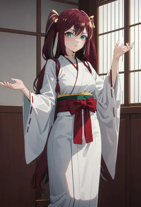 best quality, masterpiece, highres, solo, (matama_akoya_mahoushoujoniakogarete:1.10), (white kimono:1.35), (red hakama:1.35), (wide sleeves:1.20), anime_style, 31 <lora:matama_akoya_mahoushoujoniakogarete:0.80>