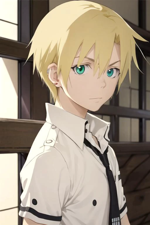 masterpiece, best quality, illustration, 1boy, solo, male focus, looking at viewer, , depth of field, , , <lora:hiro_soul_eater:0.68>, hiro_soul_eater, blonde hair, green eyes, , , HD-DVD