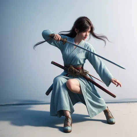 1girl,(full body:1.5),(best quality, masterpiece:1.4),(realism:1.2),(realisitc:1.2),(absurdres:1.2),(photorealistic:1.3),looking at viewer,<lora:Chinese_female_swordsmanv1.1:0.6>,nvjianke,sword,holding sword,holding weapon,(masterpiece, best quality, high ...