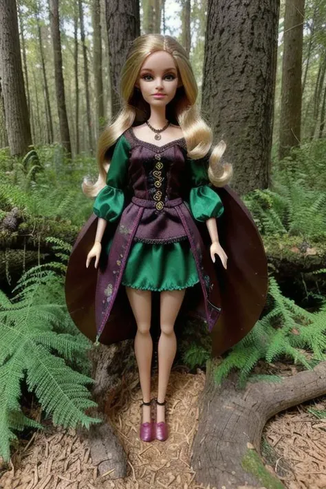 woman in a mythical forest, perfect face, intricate details, horror theme <lora:quiron_inboxDollPlaySet_v2_lora:0.8> inboxDollPlaySetQuiron style, no humans, doll, toy,