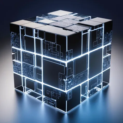 a close up of a cube with a lot of lights on it