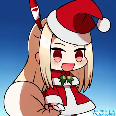 anime girl with a santa hat and a red dress