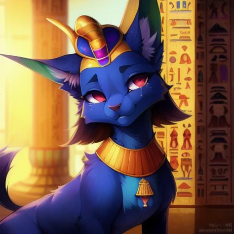 sad cat dance (meme) feral cat crying with eyes open, looking at viewer, sitting inside a clay pot head sticking out and its own tail wraped around its own neck( nose), cat realistic-style,  ((((wear gold and blue egyptian headdress and egyptian pendant)))...