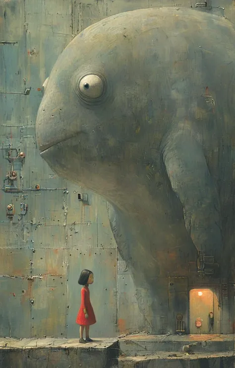 masterpiece,best quality,<lora:tbh161-sdxl:0.9>,illustration,style of Shaun Tan, tech genius teenage girl