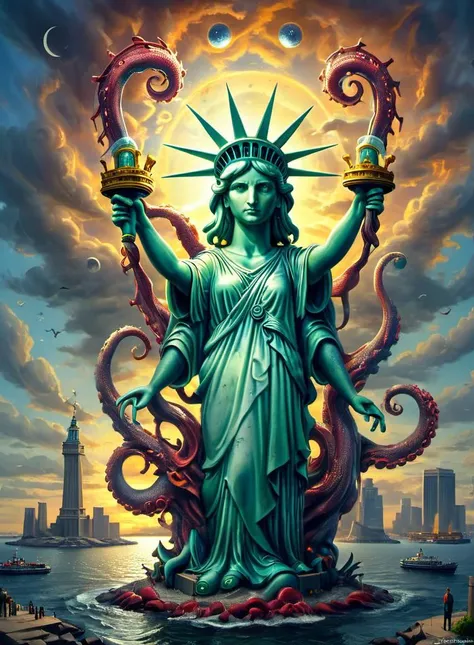 the statue of liberty but the old gods are rising <lora:Old_gods_rising_SDXL:0.8>