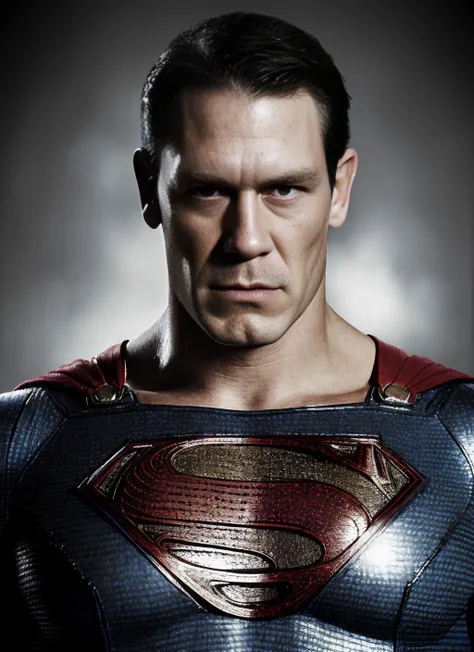 a man in a superman suit with a dark background