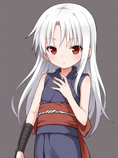 a cartoon image of a woman with long white hair and red eyes