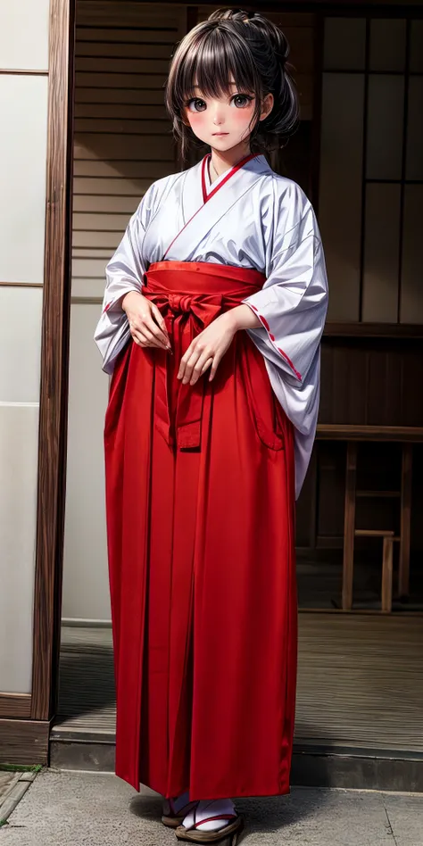 arafed woman in a kimono standing in front of a door