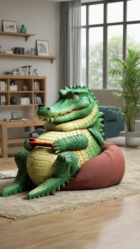 araffe sitting on a bean bag chair in a living room