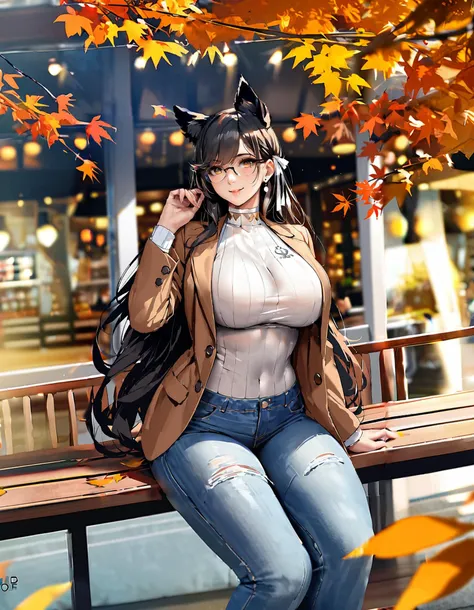 (masterpiece), (best quality), (ultra-detailed), 1girl, solo, atago \(azur lane\), dog_ears, black_hair, extra_ears, yellow_eyes...