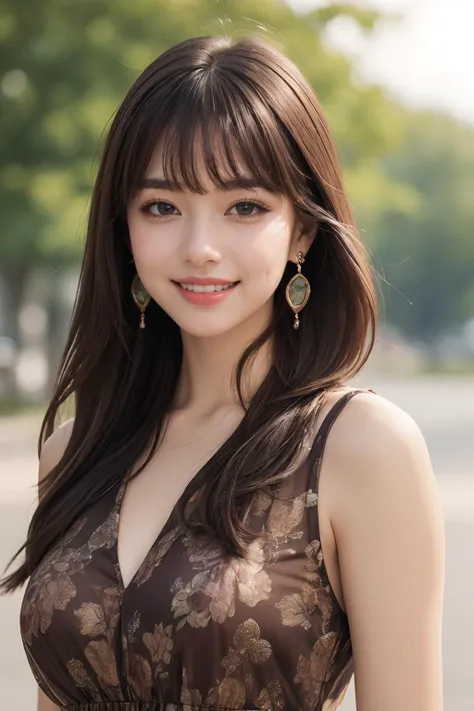 a woman with long hair and earrings posing for a picture