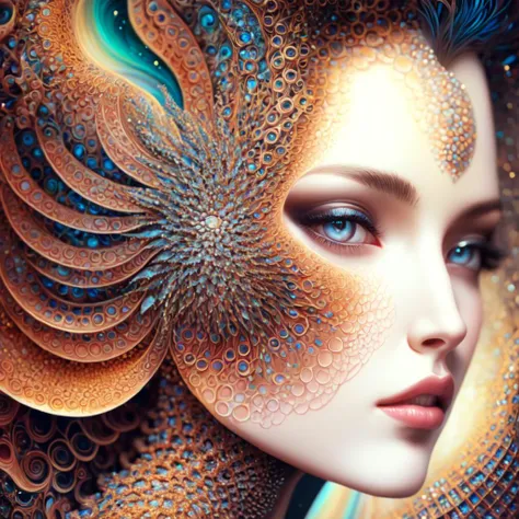 photo (fractalwoman style:1) a close up of a painting of a woman's face <lora:djzfractalwomanv21:1>