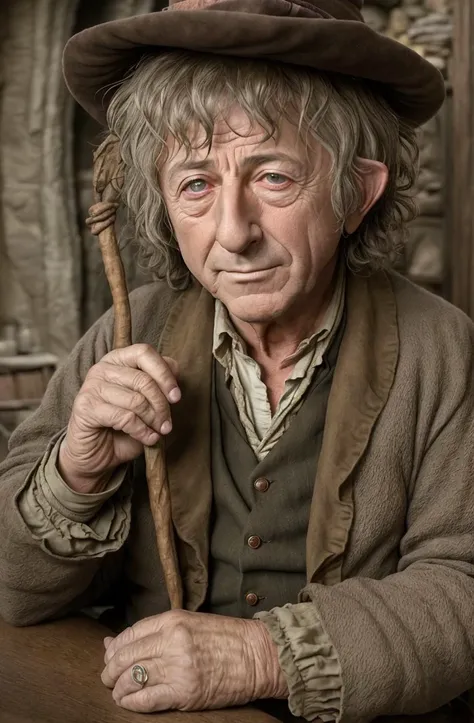 dustin hoffman as a real-life version of (Bilbo Baggins (The Hobbitt; The Lord of the Rings):1.2), by Yousef Khanfar ultra realistic highly detailed intricate photorealistic photograph