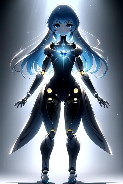 a cartoon image of a woman with long hair and a futuristic outfit