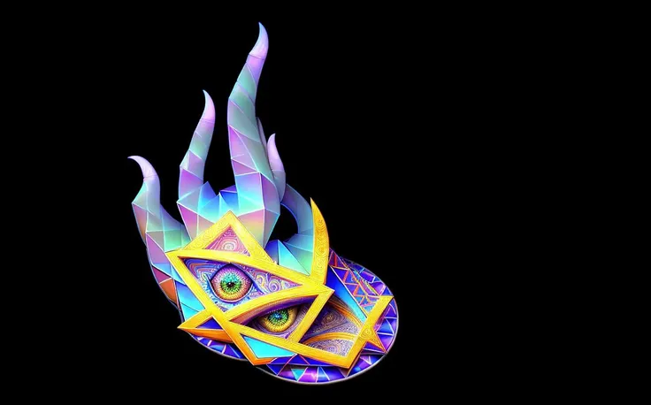 a close up of a colorful mask with a star on it