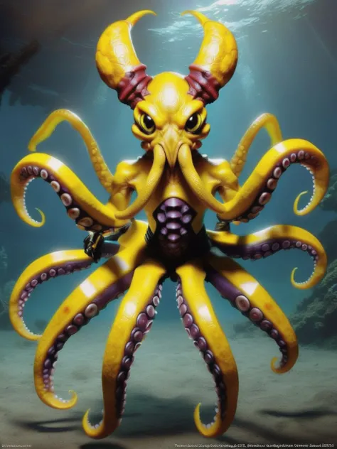 realistic photo of a humanoid octopus Electabuzz hybrid, anthro creature