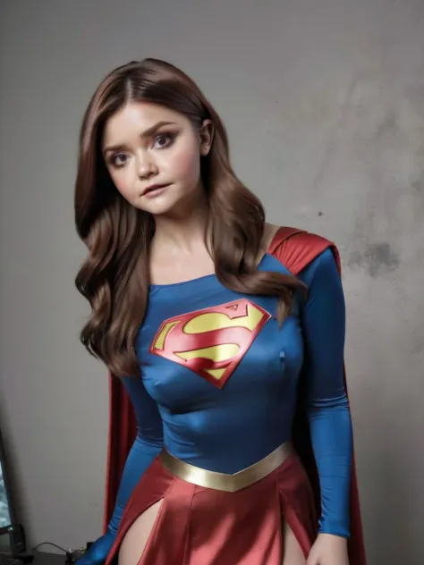 realistic photo of jadeof dressed as a real life version of Supergirl, cosplay