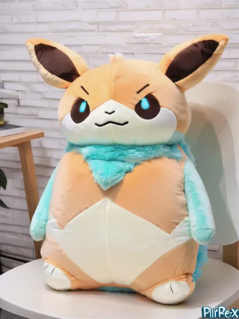 cute fluffy eevee snorlax hybrid plush pillow