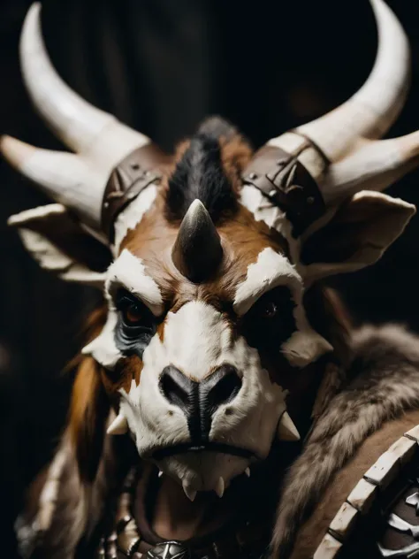 mid shot portrait photo of a tauren cubone hybrid, realistic cinematic LUT