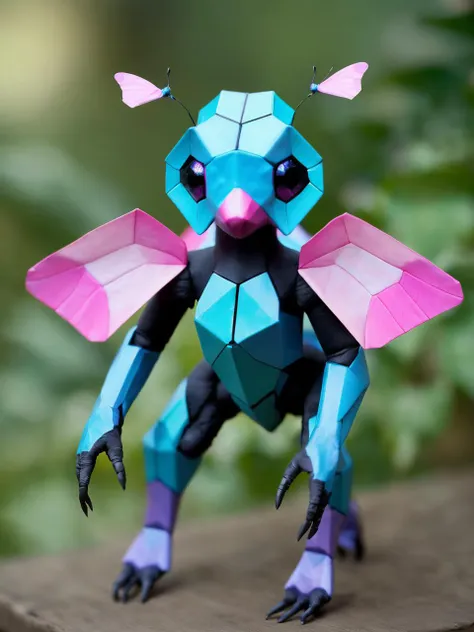 realistic photo of a humanoid butterfly Porygon hybrid, anthro creature