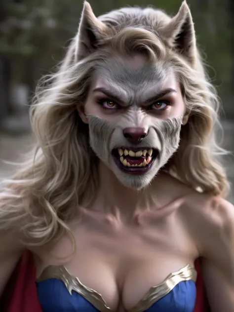 a woman in a costume with a wolf mask and cape