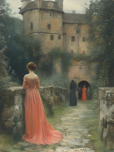 masterpiece,best quality,<lora:tbh104-sdxl:1>,outdoor,landscape,style of Edwin Austin Abbey,illustration,