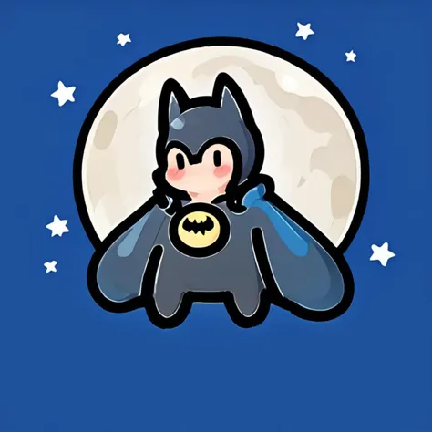 batman in the moonlight with a bat and moon behind him