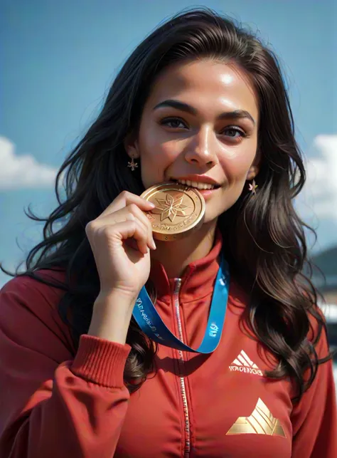 score_9, score_8_up, score_7_up, wonder woman, biting olympic medal, holding medal, <lora:olimedbitepxl:0.9>, olimedbitepxl, 1gi...