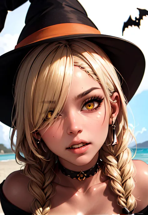 (it stands at full height), (owari al, yellow eyes,long hair, twin braid, blonde hair, hair over one eyes,horn  <lora:owari_al:0.8>), beach, beautiful, (masterpiece), best quality, (extremely detailed face), extremely detailed eyes, perfect lighting, Overa...