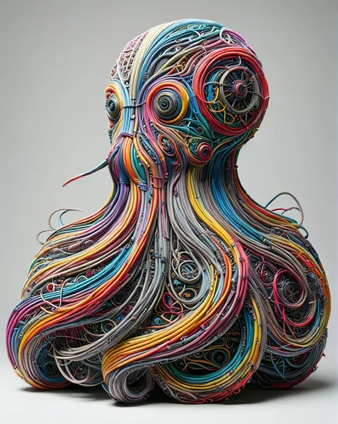 made of mad-cable, by Grayson Perry, detailed art, Sturdy Octopus, natural lighting, BW, in the style of Star Wars, <lora:Cables_SDXL:1>